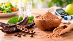 Harina de algarroba y vainas de algarrobo, alimento estudiado por su posible interés en diabetes y prediabetes